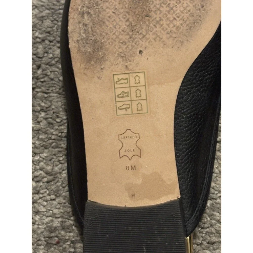 Tory Burch Jessa Backless‎ Loafer Horse Bit Leather Mules Womens 8 Black